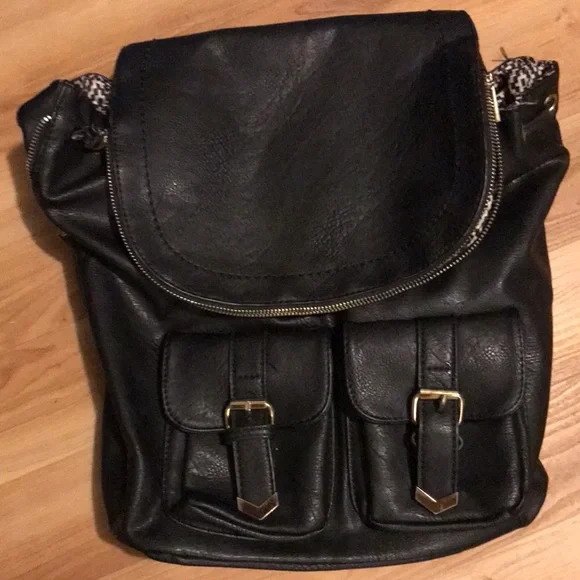 Madison West Travel Backpack|Multifunctional Use|Heavy Duty Black Leather